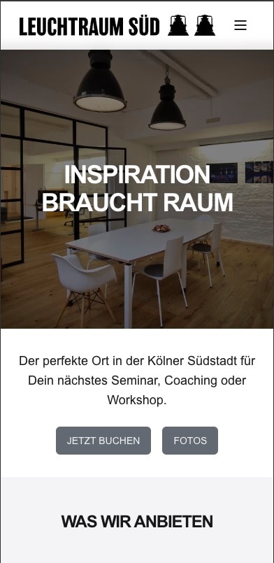 leuchttraum süd website mobile view