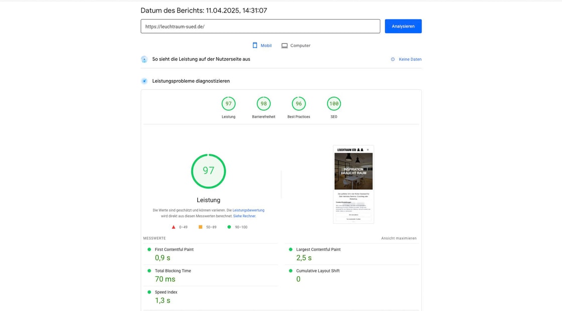 page speed